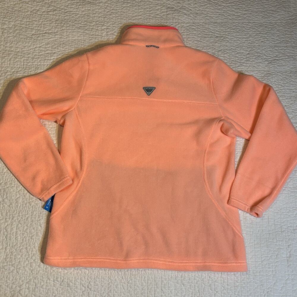 Columbia Women's Slack Water PFG Fleece Pullover Jacket Peach Pink Neon 1/2 Zip - Picture 5 of 9